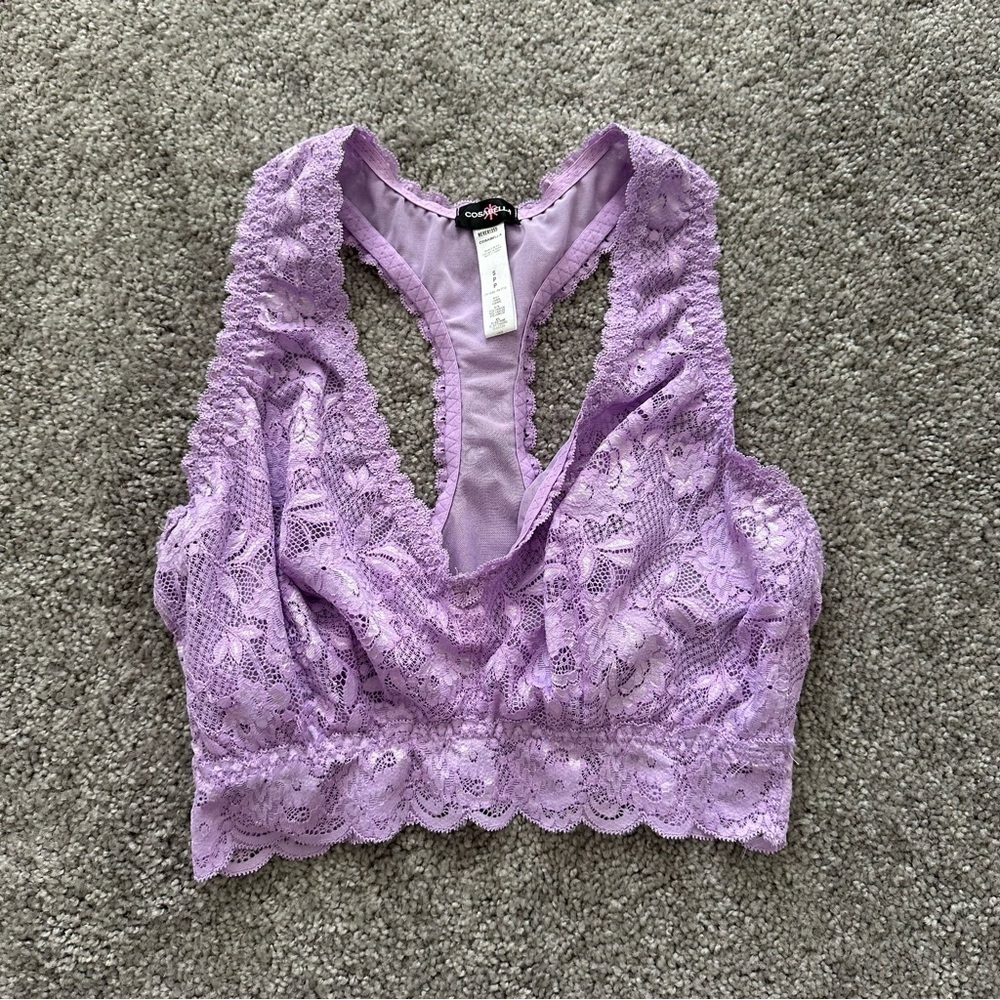 Purple Lace Plunge Bralette
